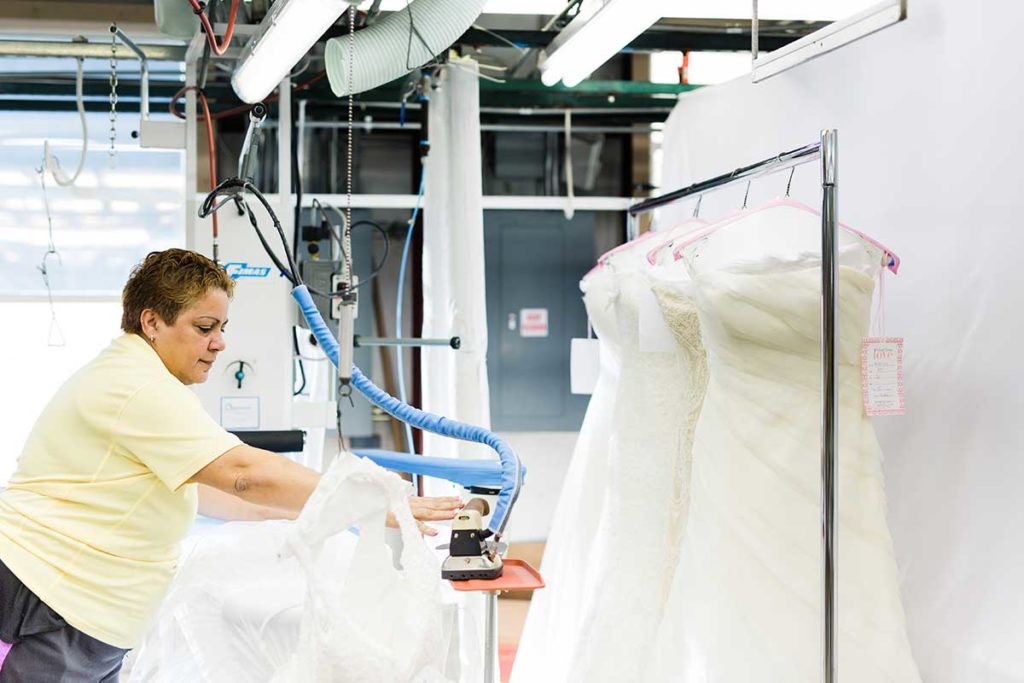 ensure your wedding dress survives dry cleaning